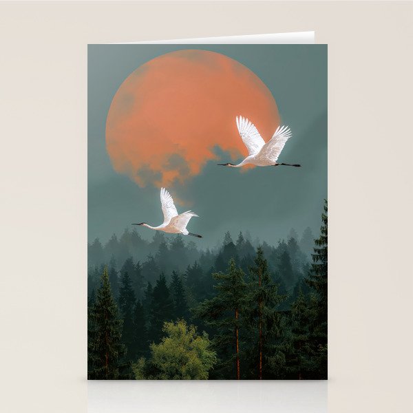 Japanese Painting Heron Poster Sage Green Wabi Sabi Wall Art Japanese Art Japandi Wall Art Stationery Card Gallery Image 2