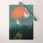 Japanese Painting Heron Poster Sage Green Wabi Sabi Wall Art Japanese Art Japandi Wall Art Wrapping Paper Gallery Image 1