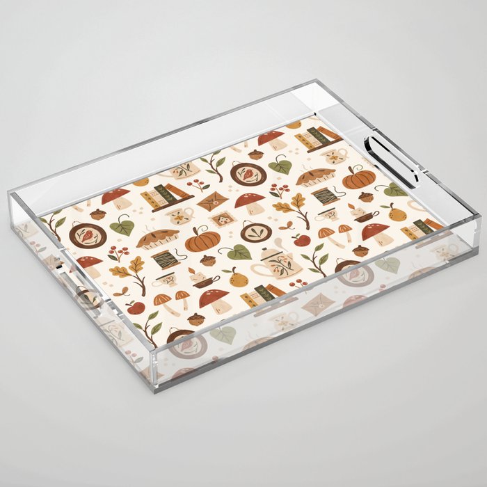 Cozy Vintage Autumn Acrylic Tray Gallery Image 1