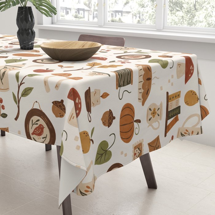 Cozy Vintage Autumn Tablecloth Gallery Image 3