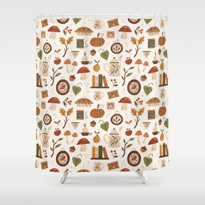 Cozy Vintage Autumn Shower Curtain Gallery Image 1