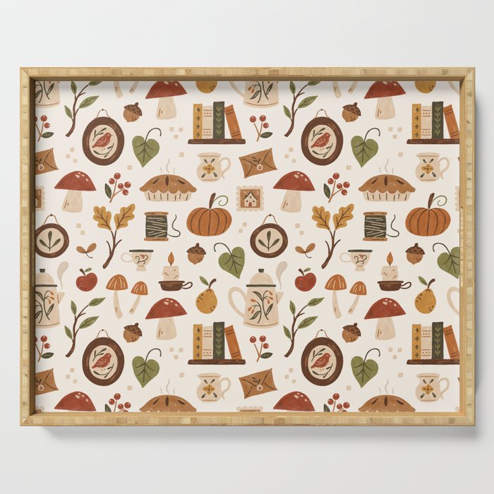 Cozy Vintage Autumn Serving Tray Gallery Image 1