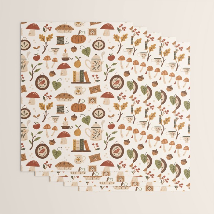 Cozy Vintage Autumn Wrapping Paper Gallery Image 3