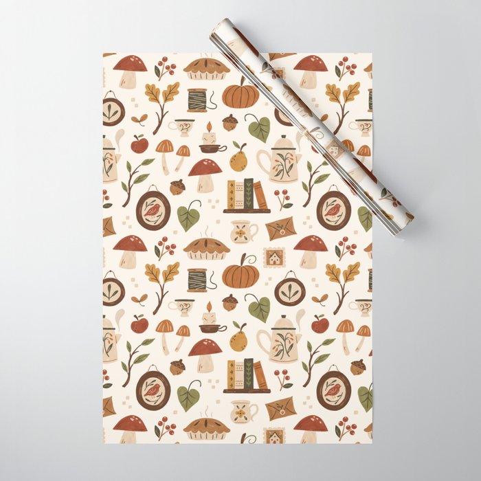 Cozy Vintage Autumn Wrapping Paper Gallery Image 1