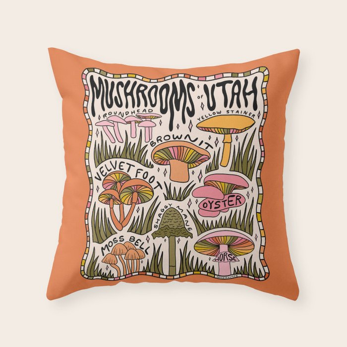 Mushrooms of Utah Throw Pillow Gallery Image 1