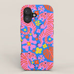 Pink Tigers and Flowers iPhone Case Gallery Image 1