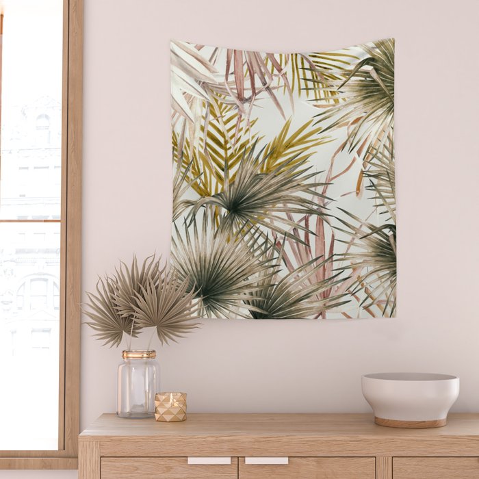 Pink Green leaf II Wall Tapestry Gallery Image 2