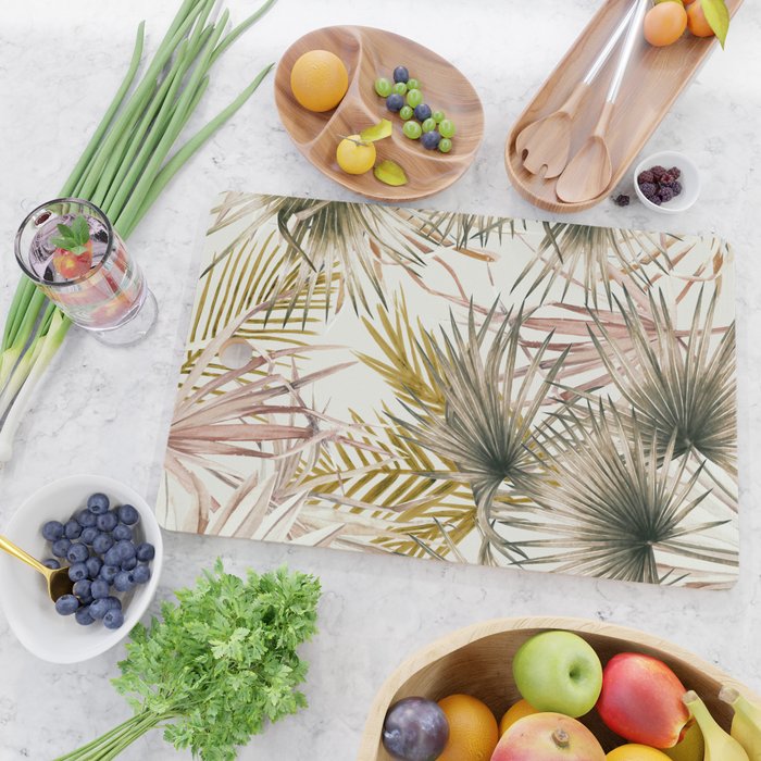 Pink Green leaf II Cutting Board Gallery Image 2