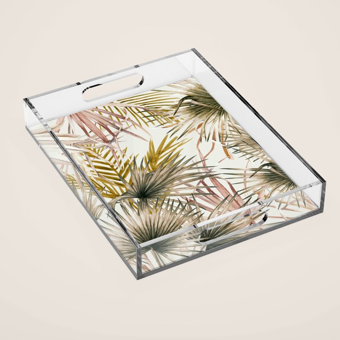 Pink Green leaf II Acrylic Tray Gallery Image 1