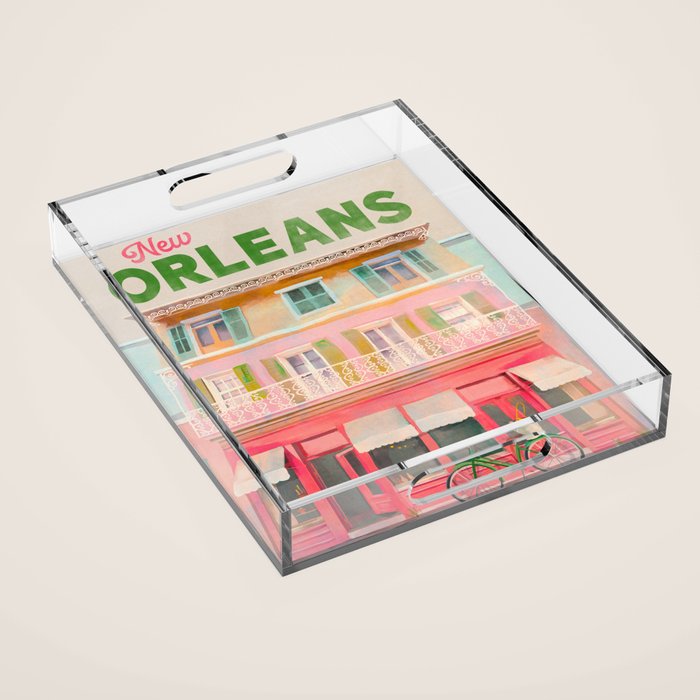 New Orleans French Quarter Art Acrylic Tray Gallery Image 1
