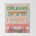 New Orleans French Quarter Art Throw Blanket Gallery Image 2
