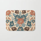 Fall Floral Pattern in Blue, Brown & Rust Bath Mat Gallery Image 1