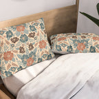 Fall Floral Pattern in Blue, Brown & Rust Pillow Sham Gallery Image 2