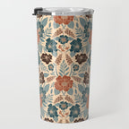 Fall Floral Pattern in Blue, Brown & Rust Travel Mug Gallery Image 3