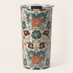 Fall Floral Pattern in Blue, Brown & Rust Travel Mug Gallery Image 1