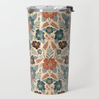 Fall Floral Pattern in Blue, Brown & Rust Travel Mug Gallery Image 2