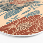 Fall Floral Pattern in Blue, Brown & Rust Bath Mat Gallery Image 3