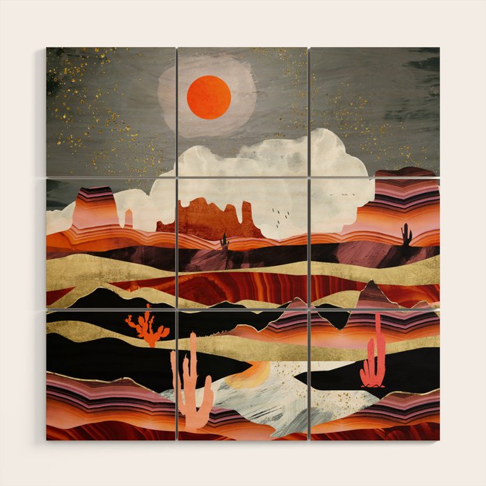 Coral Desert Lake Wood Wall Art Gallery Image 1