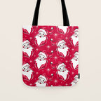 'Tis The Season Retro Santa Red White Pattern Tote Bag Gallery Image 1