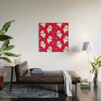 'Tis The Season Retro Santa Red White Pattern Wood Wall Art Gallery Image 2