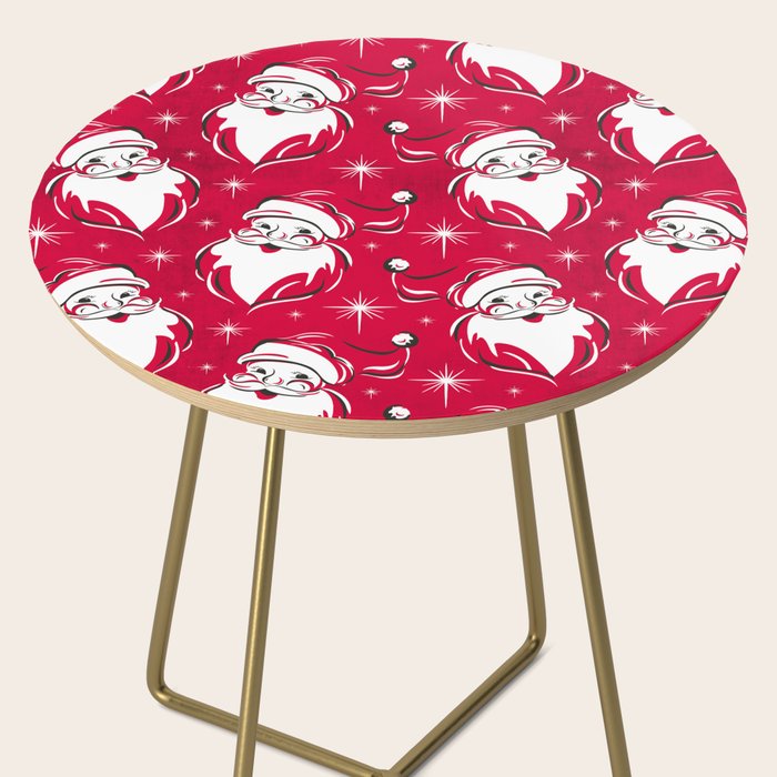 'Tis The Season Retro Santa Red White Pattern Side Table Gallery Image 2