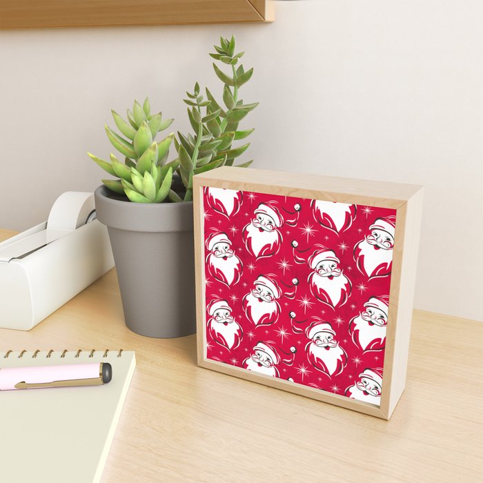 'Tis The Season Retro Santa Red White Pattern Mini Art Print Gallery Image 2