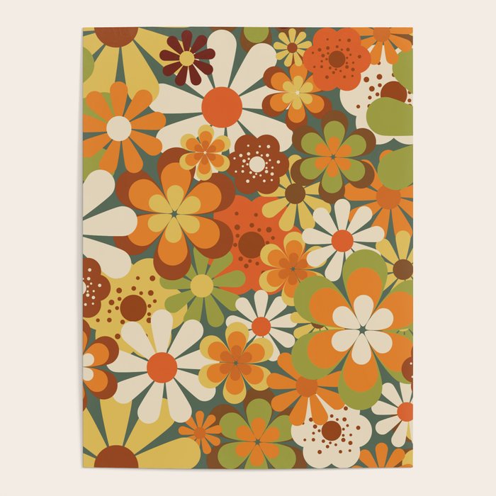 70's Retro Flowers Print Poster Gallery Image 4