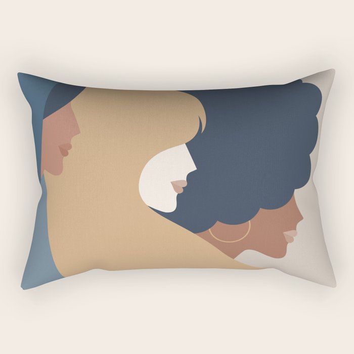 Girl Power portrait - we persist - Earthy #girlpower Rectangular Pillow Gallery Image 1