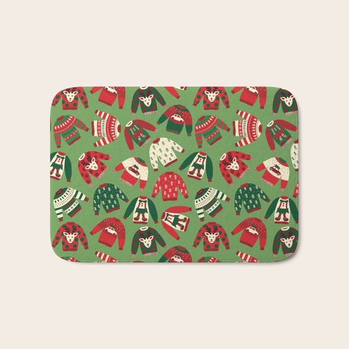 Ugly Christmas Sweaters Pattern Bath Mat Gallery Image 1