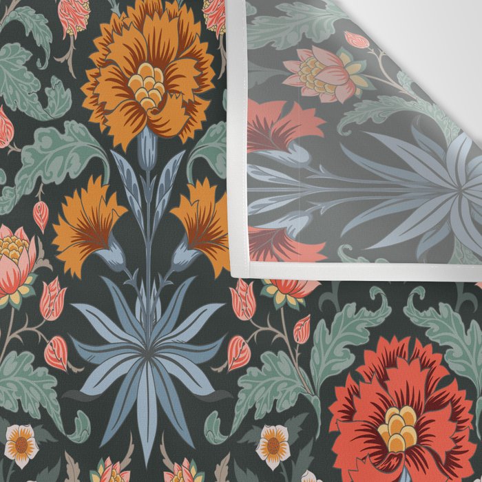Victorian Carnation in Moody Red and Blue Wall Tapestry Gallery Image 3