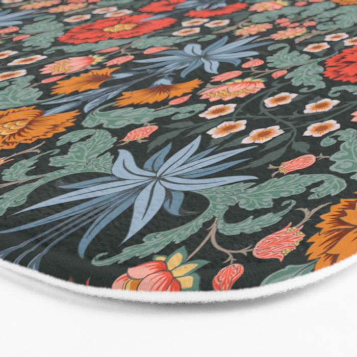 Victorian Carnation in Moody Red and Blue Bath Mat Gallery Image 3