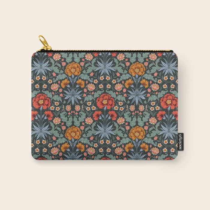 Victorian Carnation in Moody Red and Blue Carry All Pouch Gallery Image 1