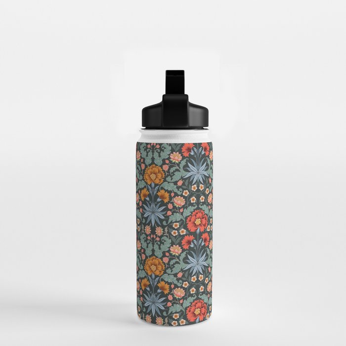 Victorian Carnation in Moody Red and Blue Water Bottle Gallery Image 2