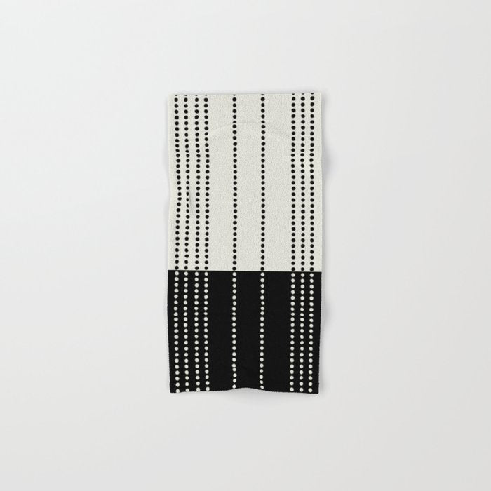 Ethnic Spotted Stripes, Ivory and Black Bath Towel Gallery Image 1