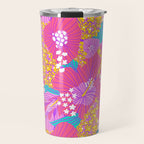 Bold Hibiscus Floral Hot Pink Summer Travel Mug Gallery Image 1