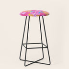 Bold Hibiscus Floral Hot Pink Summer Stool Gallery Image 1