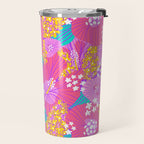 Bold Hibiscus Floral Hot Pink Summer Travel Mug Gallery Image 2