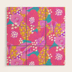 Bold Hibiscus Floral Hot Pink Summer Wood Wall Art Gallery Image 1