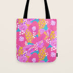 Bold Hibiscus Floral Hot Pink Summer Tote Bag Gallery Image 1