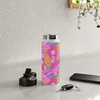 Bold Hibiscus Floral Hot Pink Summer Water Bottle Gallery Image 4