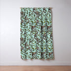 Lush Tropical Lemur Monkey Paradise Turquoise Window Curtain Gallery Image 3