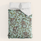 Lush Tropical Lemur Monkey Paradise Turquoise Duvet Cover Gallery Image 6