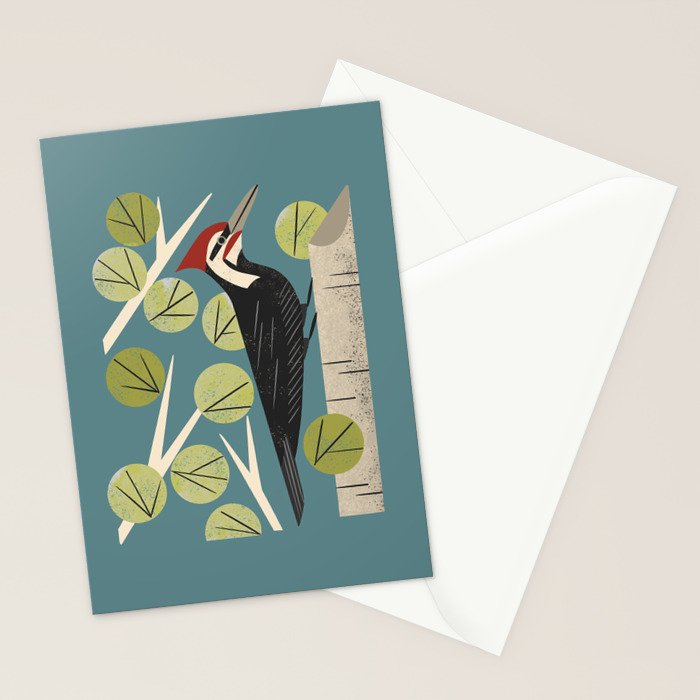 Woodpecker in Aspen Tree Stationery Card Gallery Image 2