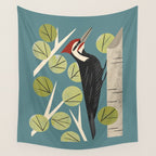 Woodpecker in Aspen Tree Wall Tapestry Gallery Image 4