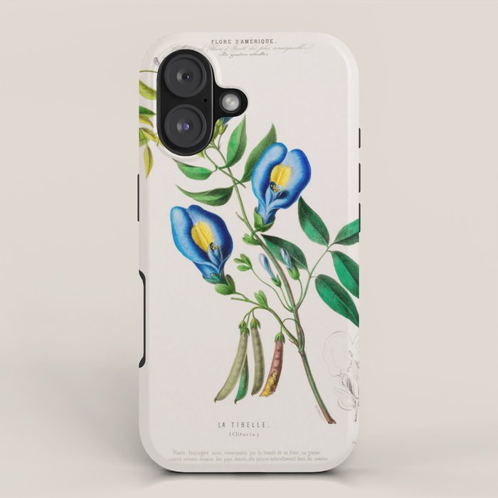 Clitoria from "Flore dâAmÃ©rique" by Ãtienne Denisse, 1840s iPhone Case Gallery Image 1