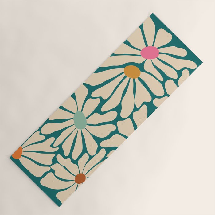 Colors of Joy - Groovy Flowers Green Yoga Mat Gallery Image 1