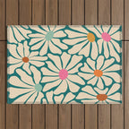 Colors of Joy - Groovy Flowers Green Outdoor Rug Gallery Image 1