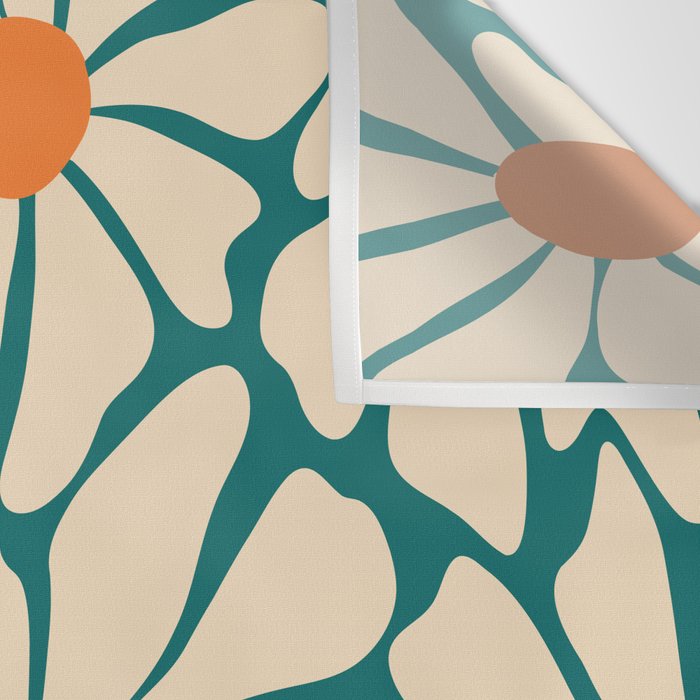 Colors of Joy - Groovy Flowers Green Wall Tapestry Gallery Image 3