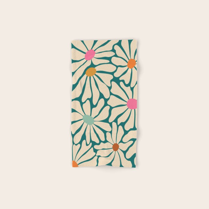 Colors of Joy - Groovy Flowers Green Bath Towel Gallery Image 1