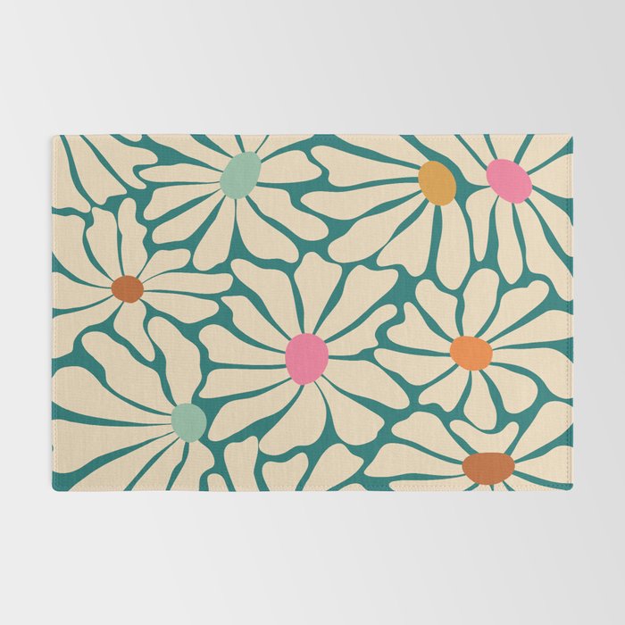 Colors of Joy - Groovy Flowers Green Rug Gallery Image 2